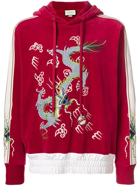 red gucci hoodie men|Gucci dragonfly hoodie.